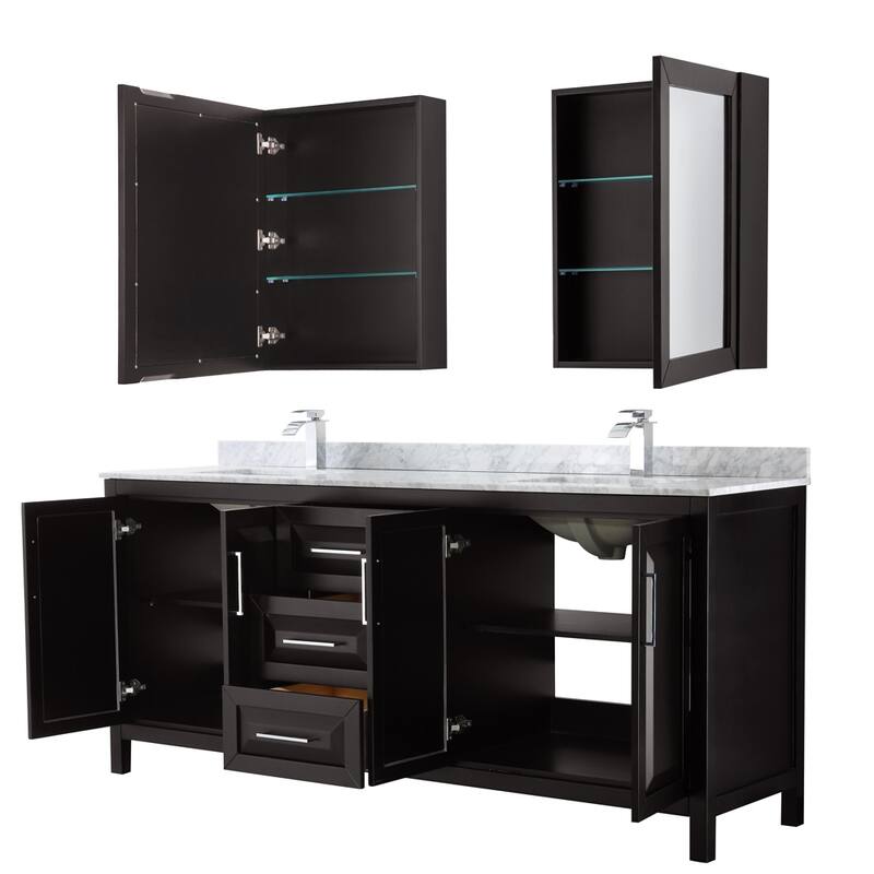 Daria 80-inch Double Vanity, Marble Top, Medicine Cabinets