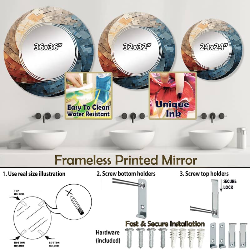 Designart "Collaged Spiral" Abstract Modern Wall Mirror