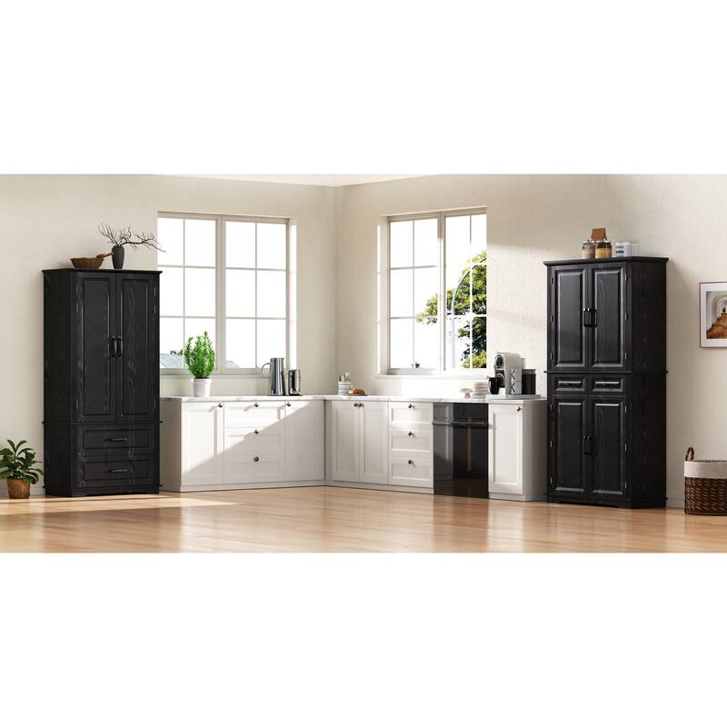 71" Tall Kitchen Pantry Cabinet with 3 Pull Out Cabinet Organizers