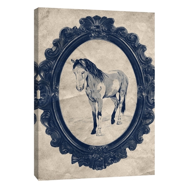 PTM Images 9-108967 PTM Canvas Collection 10" x 8" - "Framed Paint Horse in Navy" Giclee Horses Art Print on Canvas