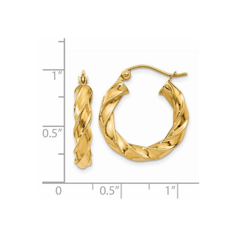 Curata 14k Yellow Gold Light Twisted Hoop Earrings - 21x4mm