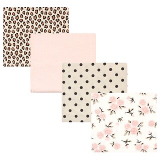 Hudson Baby Infant Girl Cotton Rich Flannel Receiving Blankets, Neutral Pink Floral, One Size - Neutral Pink Floral - One Size