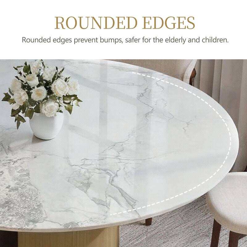 59" Modern Round Dining Table For 6-8, Glossy Sintered Stone Table Top, White Kitchen Table With Stainless Steel Base