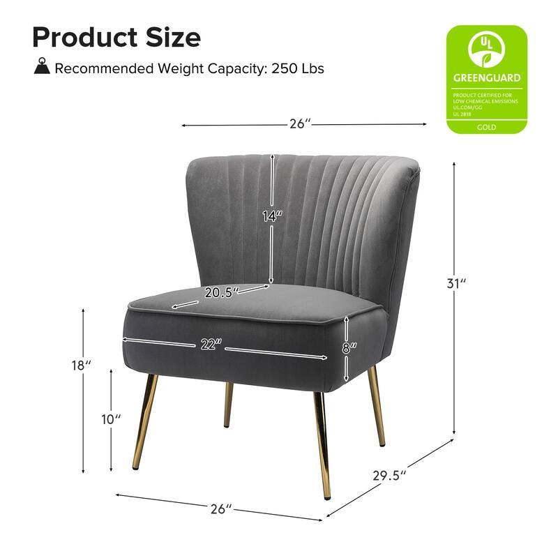 Monica 22''W Upholstered Modern Tufted Accent Side Chair with Gold Legs by HULALA HOME
