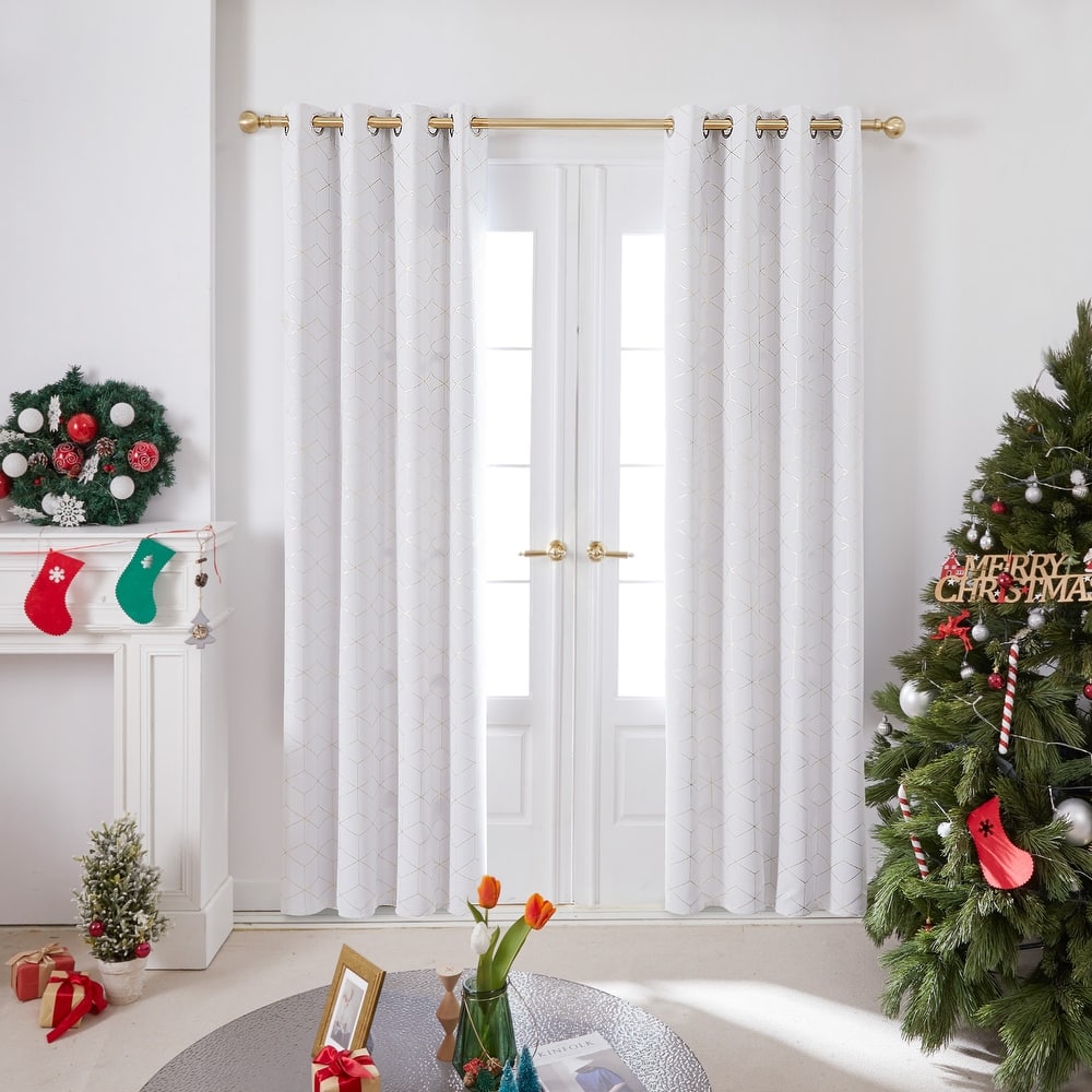 Deconovo Gold Diamond Curtains Panel Pair(2 Panel)