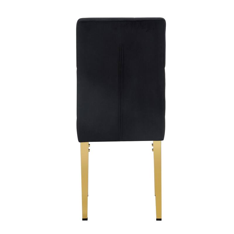 2 piece dining chairs.The gold metal legs complement the black velvet,showcasing a perfect blend