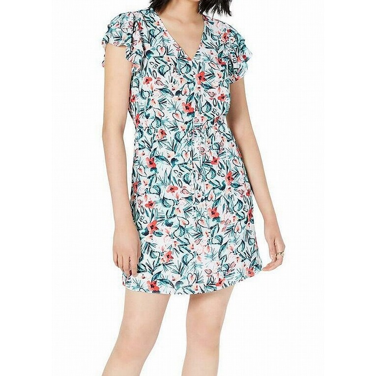 green flutter sleeve dress