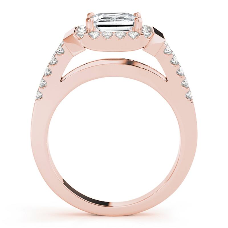 Auriya 14k Rose Gold Lab Grown Princess Diamond Halo Engagement Ring 0.50 to 5.00 ct. tw. (F-G VS)