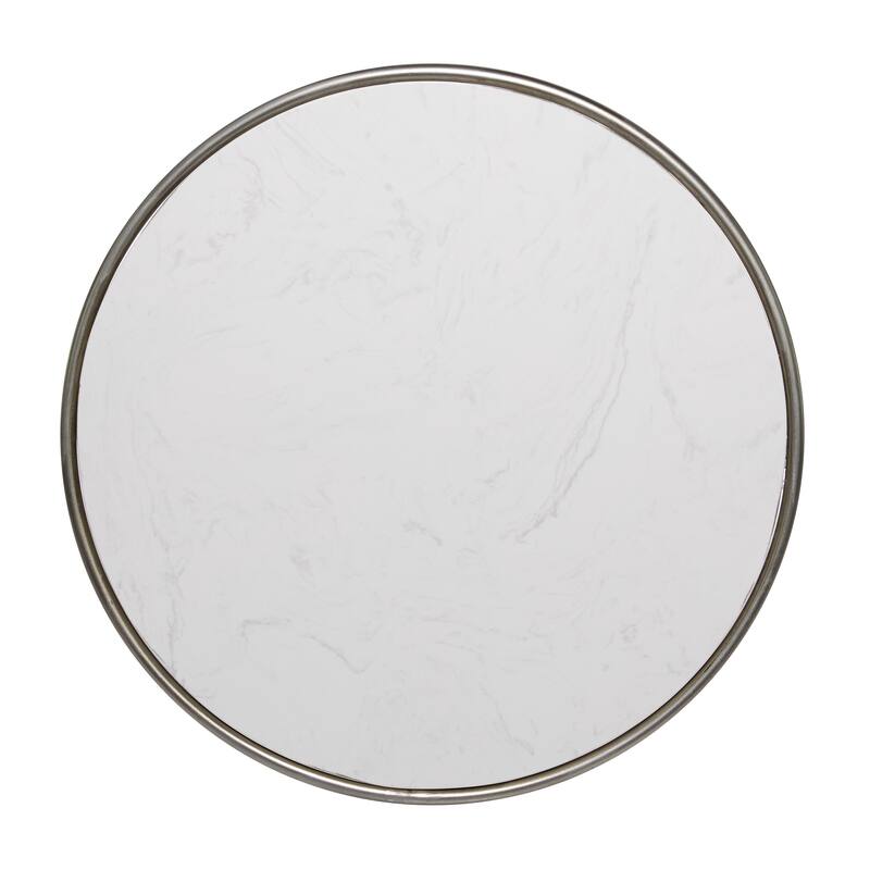 Metal Accent Table with White Marble Top - Silver - Roche River Decor