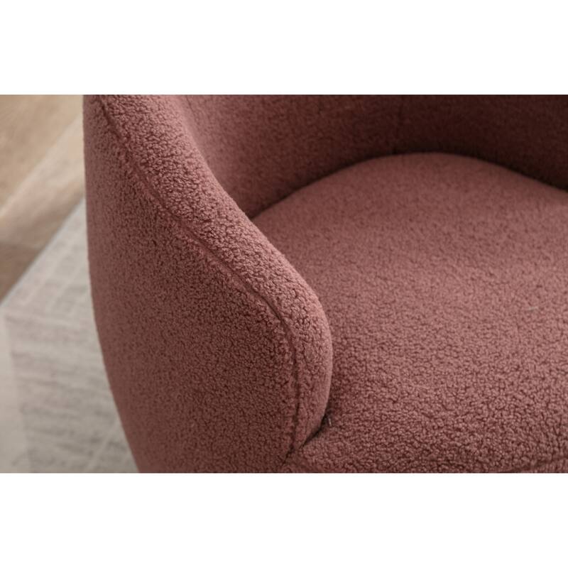 Teddy Fabric Swivel Barrel Chair with 360° Rotation & Metal Base