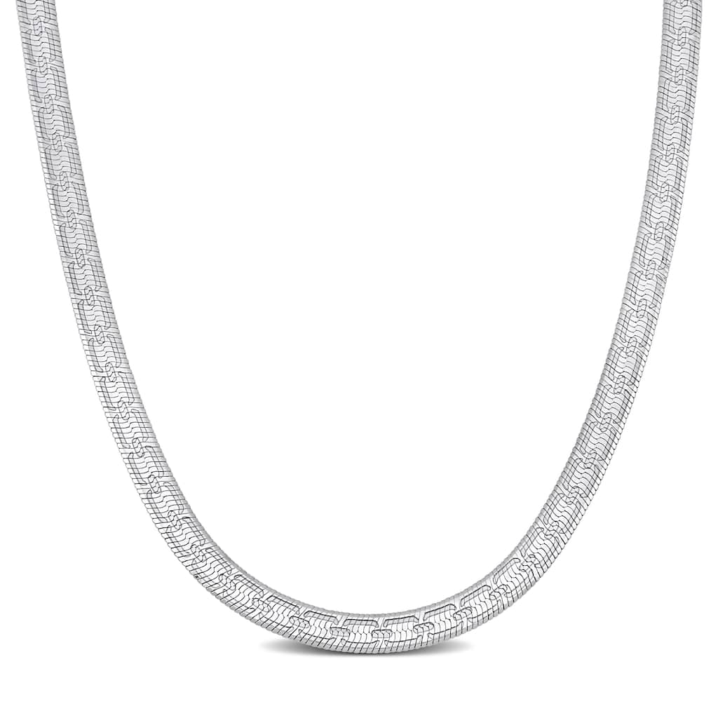Miadora 4.5mm Fancy Herringbone Necklace in Sterling Silver