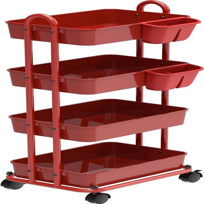 Heavy Duty 4-Tier Utility Rolling Cart - 12.25"D x 17"W x 37"H