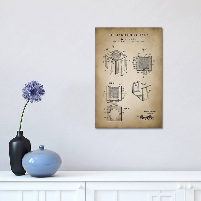 iCanvas "Billiard VII" by PatentPrintStore Canvas Print - 18x12x1.5