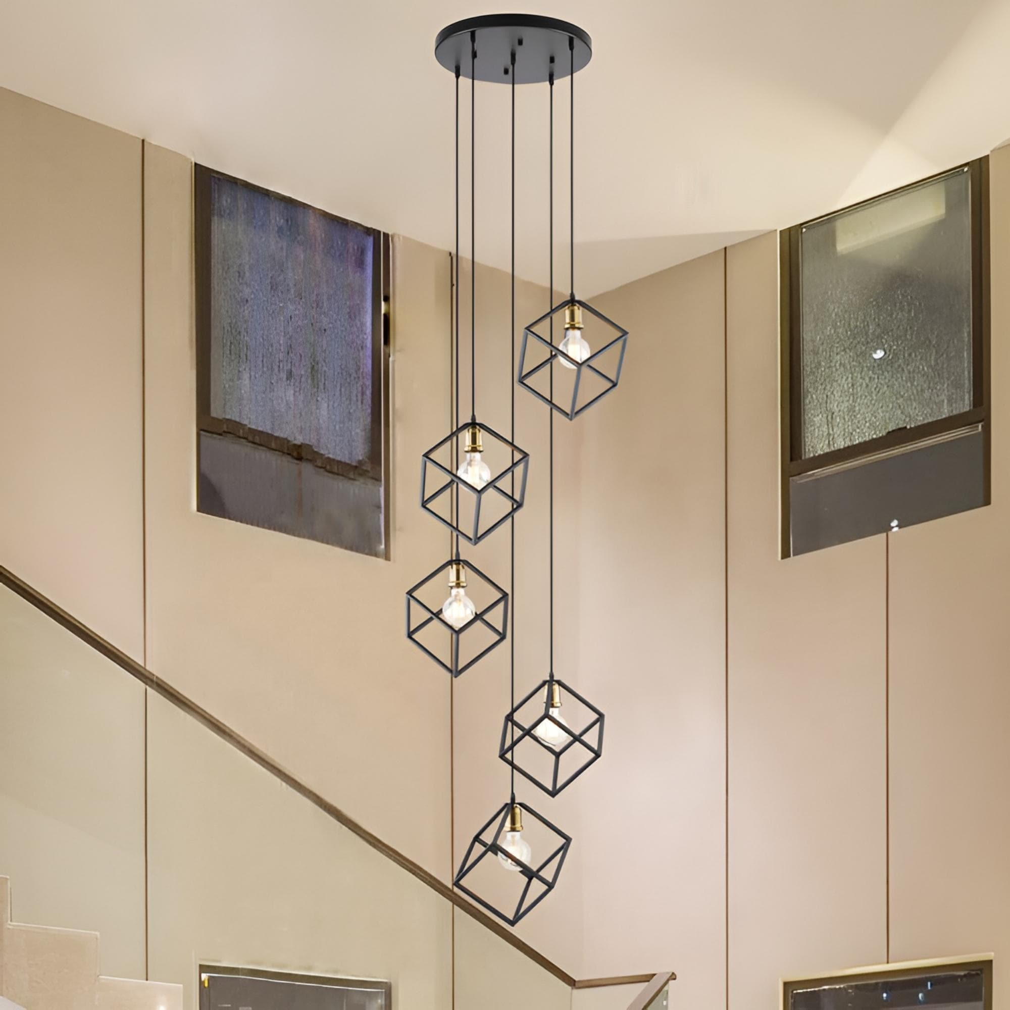 Contemporary Cube Pendant Lighting, Elegant Geometric Square Ceiling Lights -Luxury Modern Hanging Light Fixtures