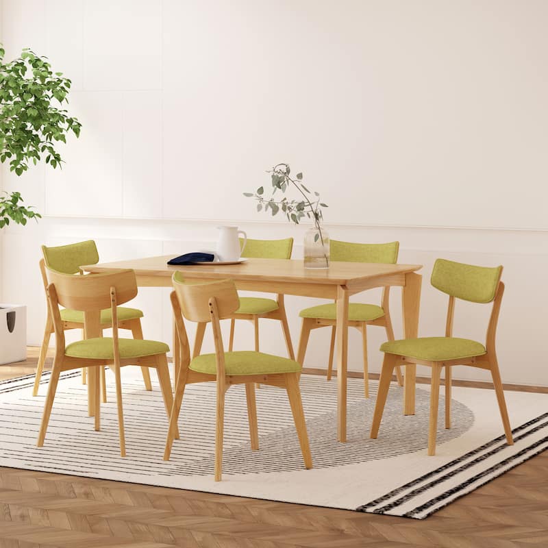 Carmody Wood 7 Piece Dining Set by Christopher Knight Home - Natural Oak + Green Tea