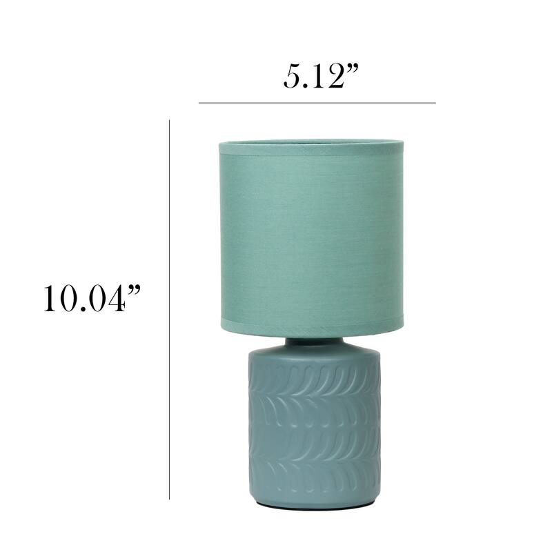 Modern Textured Ceramic Table Lamp with Fabric Drum Shade Compact Accent Lighting Multiple Colors