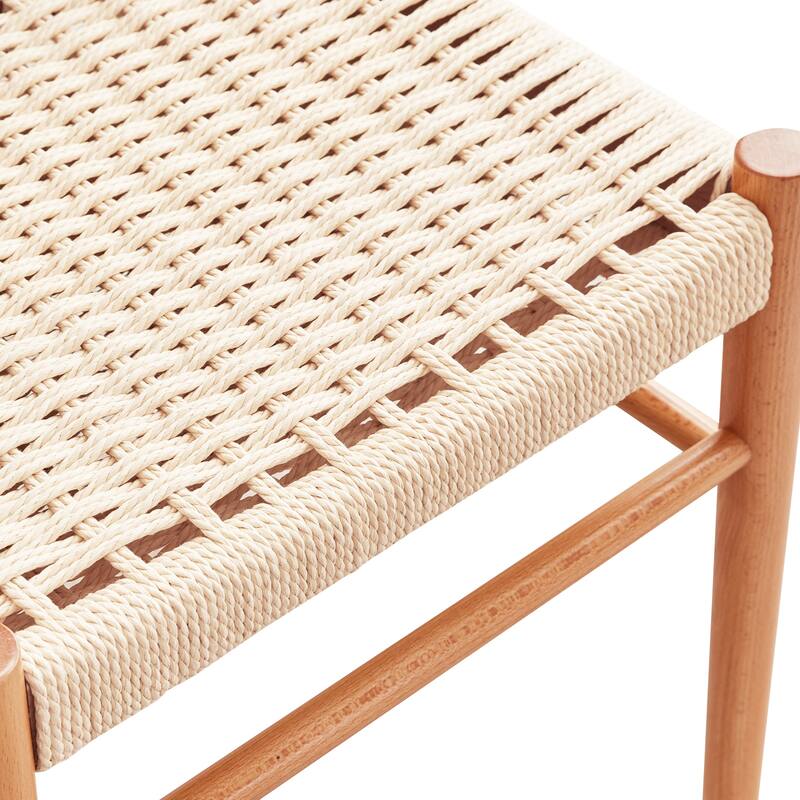 Dining Chairs Set of 2, Woven Rope Seat with Sturdy Metal Frame, Mid Century Modern Dining Room Chairs for Kitchen