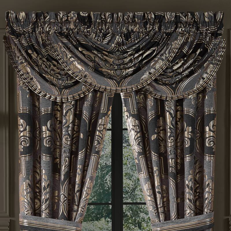 J. Queen New York Savoy Window Waterfall Valance - Pewter