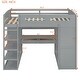 preview thumbnail 31 of 38, Full Size Solid Wood Loft Bed with Desk, Wardrobes, and Shelves