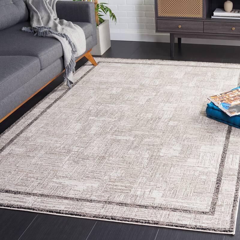 SAFAVIEH Jade Shauna Modern Geometric Border Rug - 5'3" x 7'6" - Ivory/Beige Black