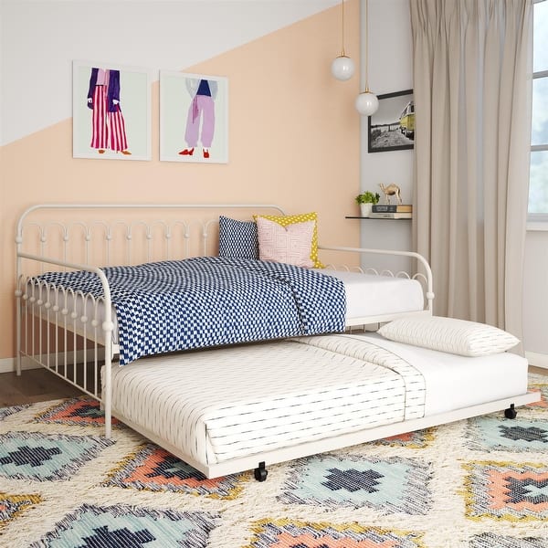 slide 2 of 18, The Novogratz Bright Pop Full Metal Daybed with Twin Trundle Bed