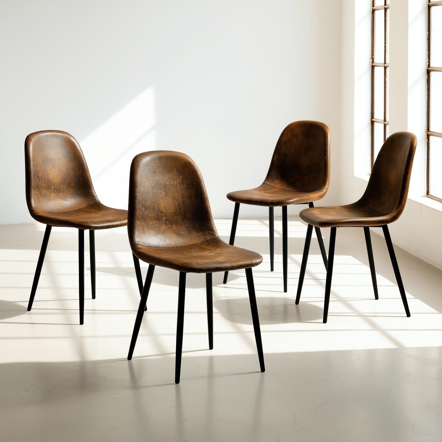 Homylin Dining Chair Set of 4 Suede Fabric Side Seating Black Metal Legs Gift for Christmas