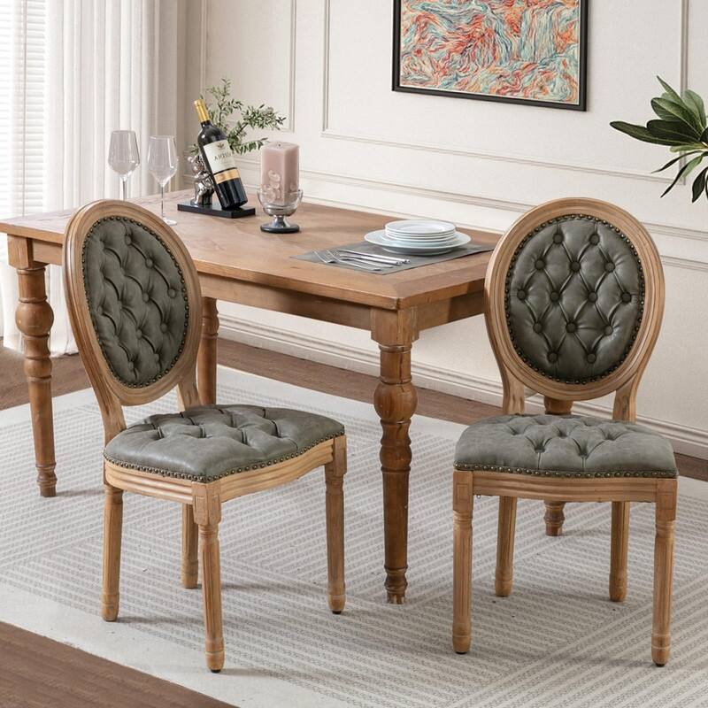 Upholstered French Style Nailhead Dining Chairs(Set of 2)