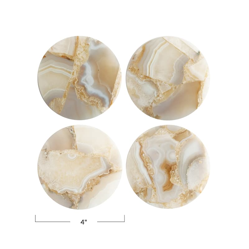 Agate Coasters, Set of 4 - 4.0"L x 4.0"W x 0.5"H