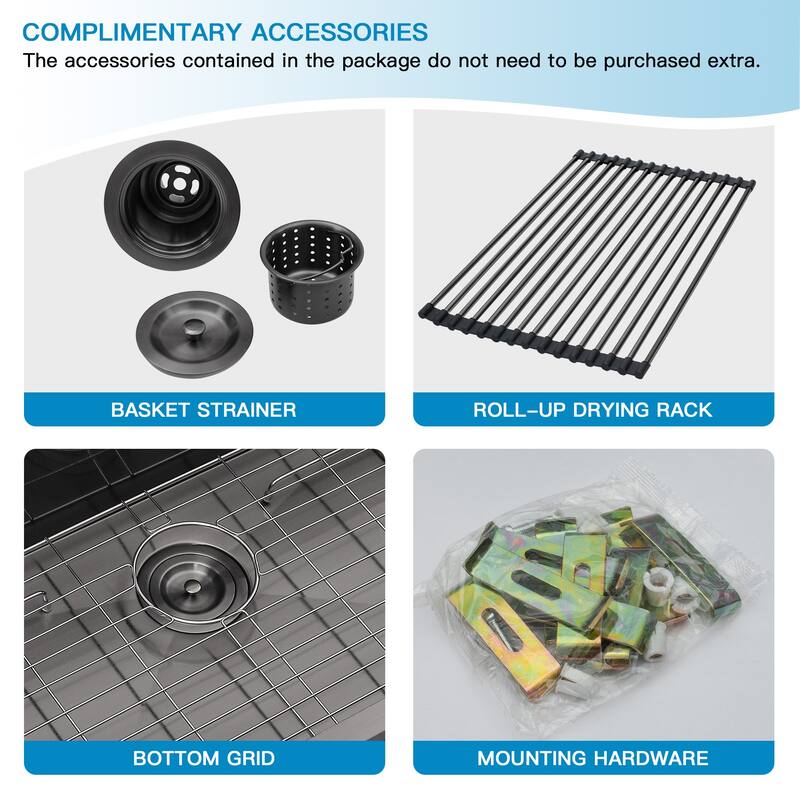Lordear 30/33/36 in. Farmhouse Single Bowl Zero Radius Corner 18 Gauge