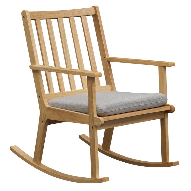 Gymax Wooden Rocking Chair w/Removable Cushion & Ergonomic Slatted - Natural