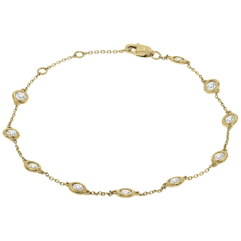 Marquee 1 Carat TW Bezel Set Genuine Diamond Station Bracelet in 14K Yellow Gold