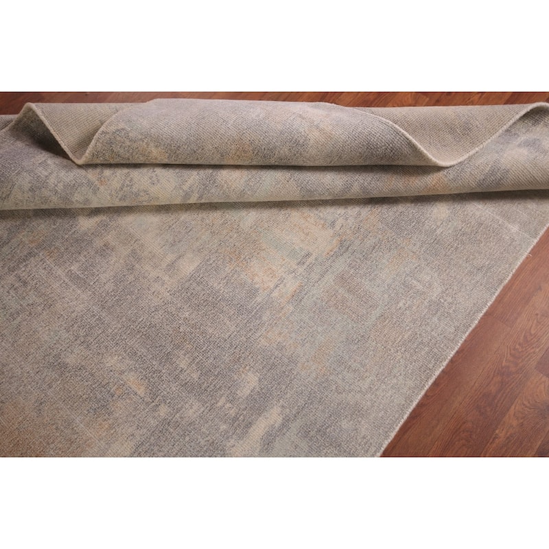 All-Over Abstract Modern Area Rug Handmade Grey Wool Carpet - 5'4" x 7'6"