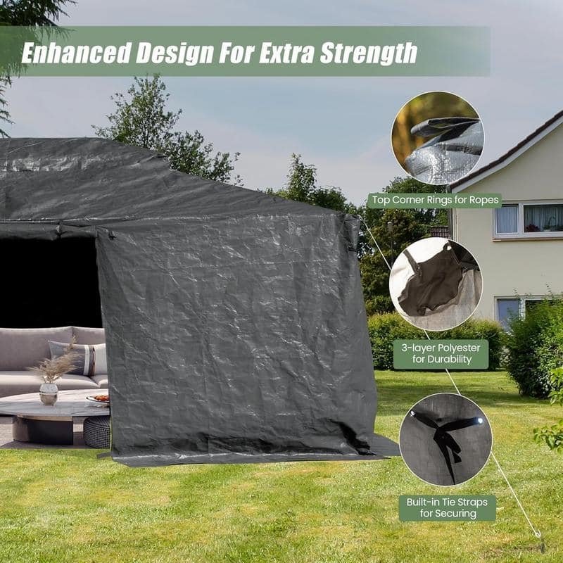 Domi 8' x 8' Universal Winter Gazebo Cover, All Season Waterproof Enclosed Cover with Sidewalls & Ventilated Mesh Windows, White