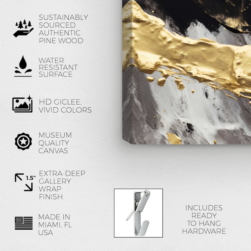 Wynwood Studio Abstract Coal Treasures Gold and Modern & Contemporary Wall Art Canvas Print