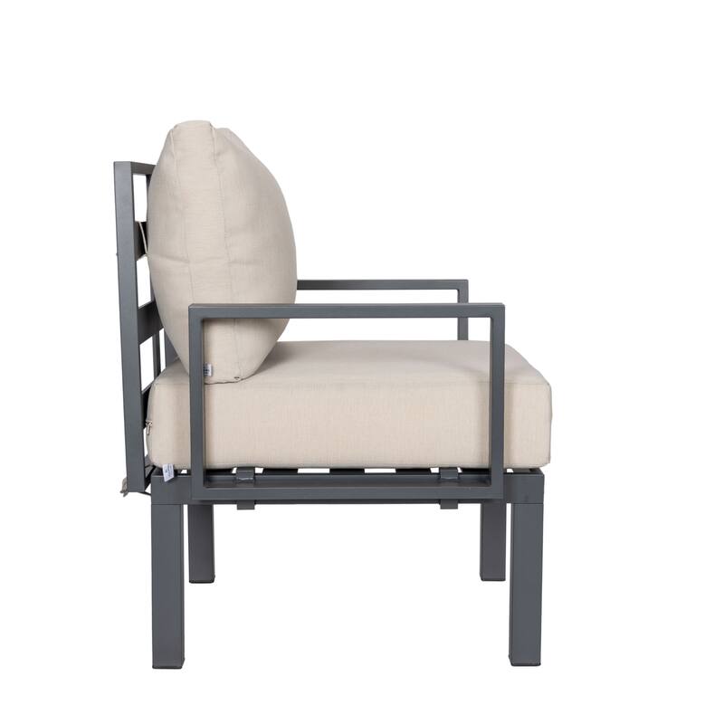 Chelsea 6-Piece Outdoor Patio Sectional Set in Black Aluminum with Removable Cushions for Backyard Garden and Patio Deck