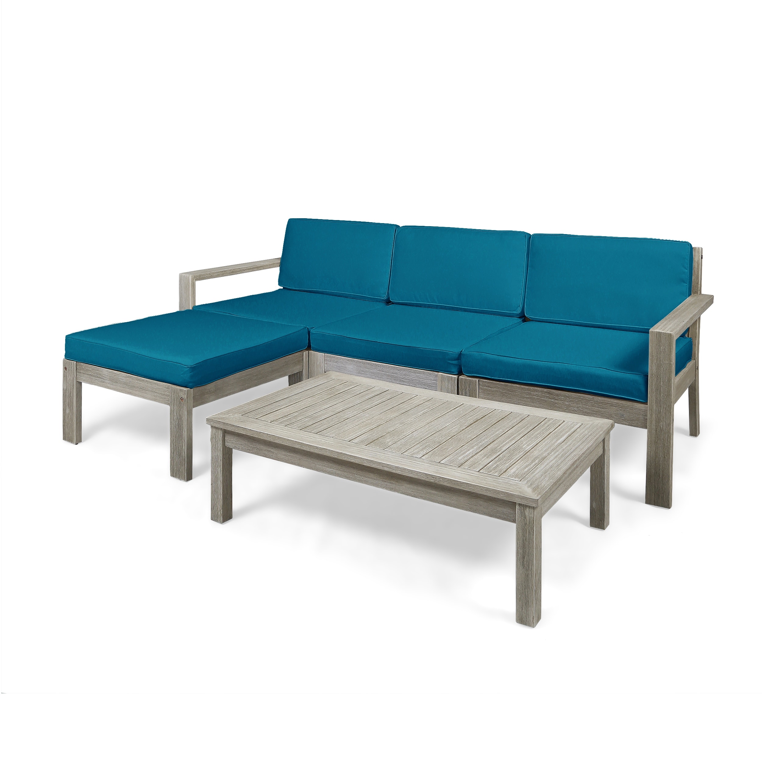 Santa ana outdoor 3 seater acacia wood sofa sectional with cushions by christopher knight best sale home