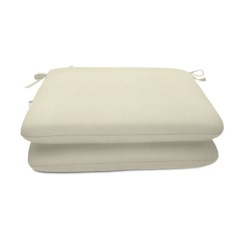 Sunbrella Solid Fabric 2-Piece Indoor/Outdoor Seat Pad Cushion, 18"W x 18"L - Canvas Canvas - 18"W x 18"L