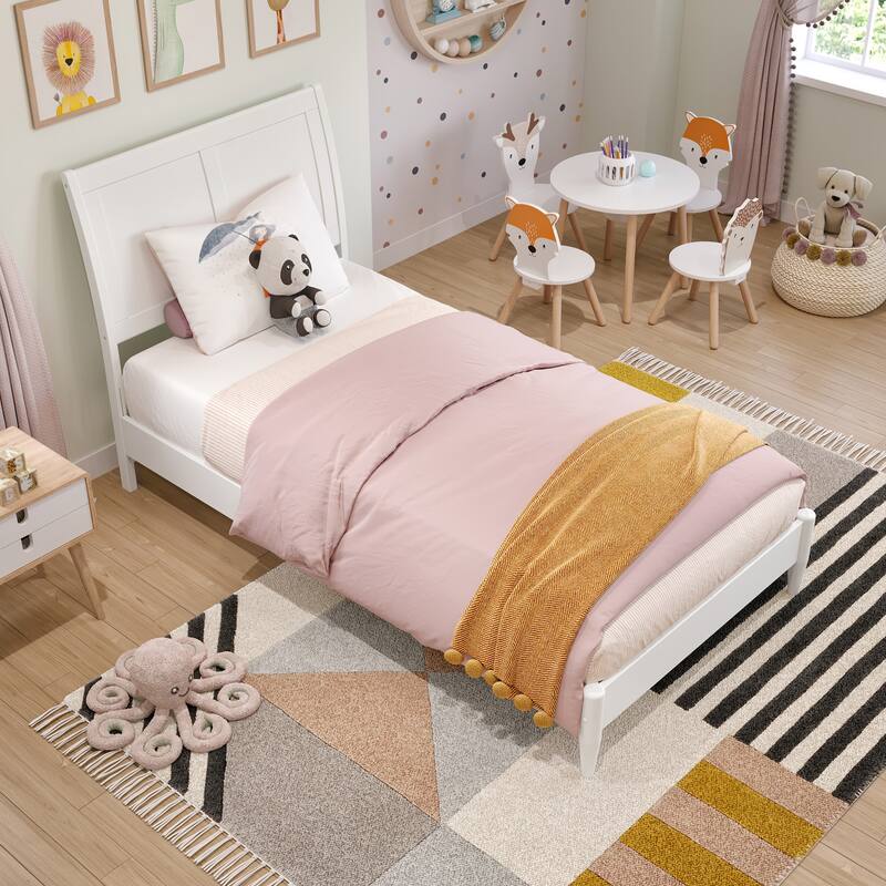 Valencia Solid Wood Low Profile Sleigh Platform Bed