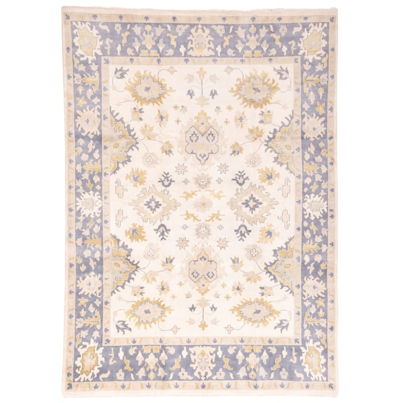 ECARPETGALLERY Hand-knotted Royal Oushak Ivory Wool Rug - 9'9 x 13'9