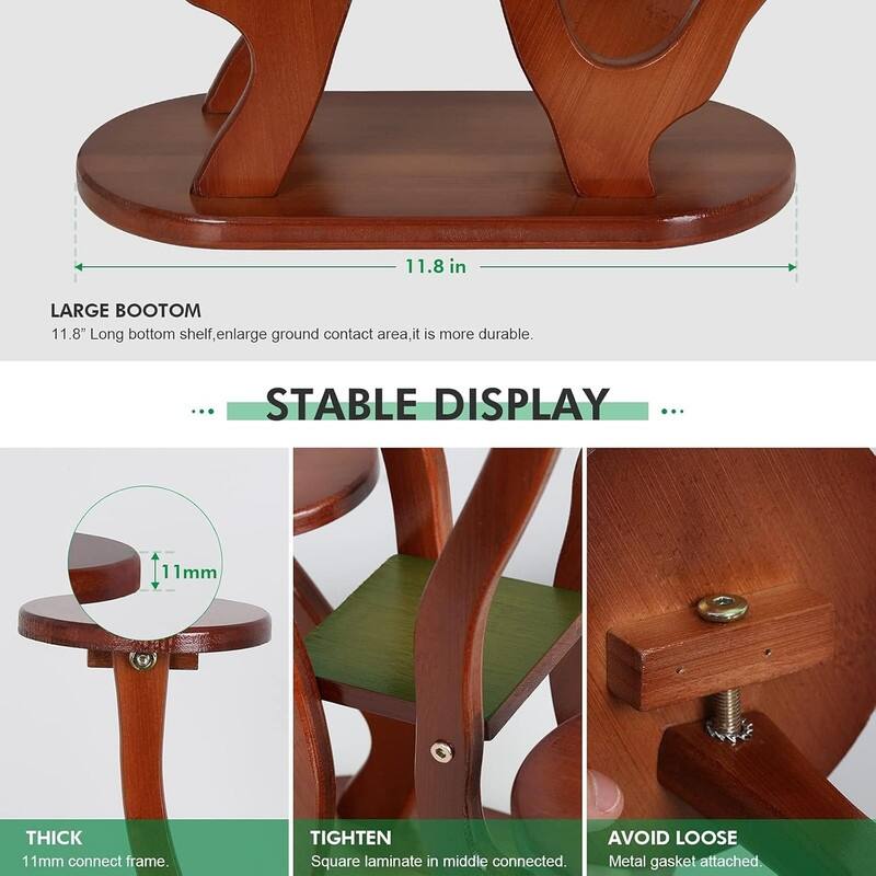 9 Tiers Small Windowsill Plant Shelf Indoor,Bamboo Succulent Plant Stand - 11.8 x 6.7 x 17.9 inches