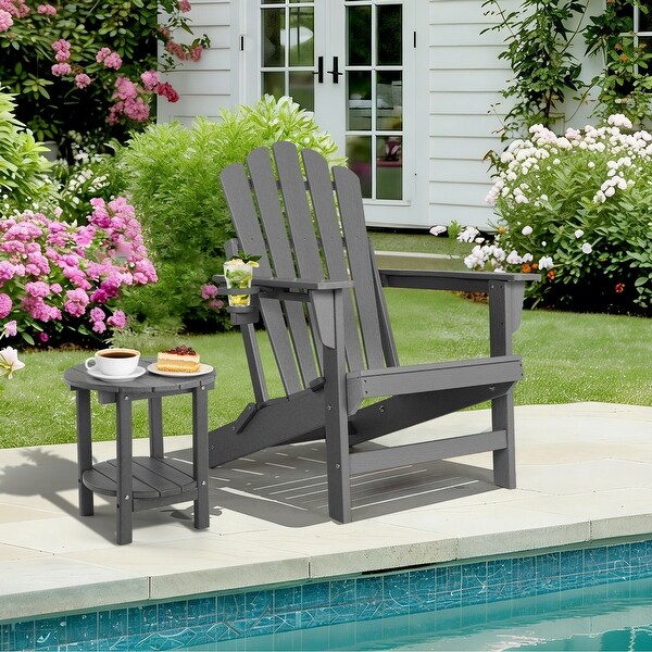 Vrakae Foldable HDPE Outdoor Adirondack Chair with Cup Holder