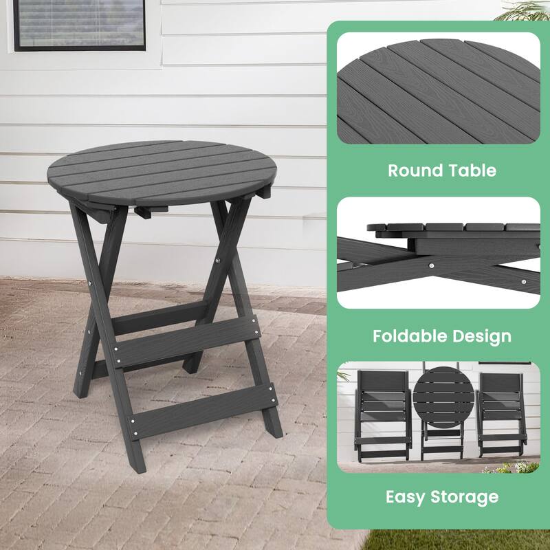 3-Piece Outdoor HDPE Bistro Set, Waterproof, Weather-Resistant & Foldable