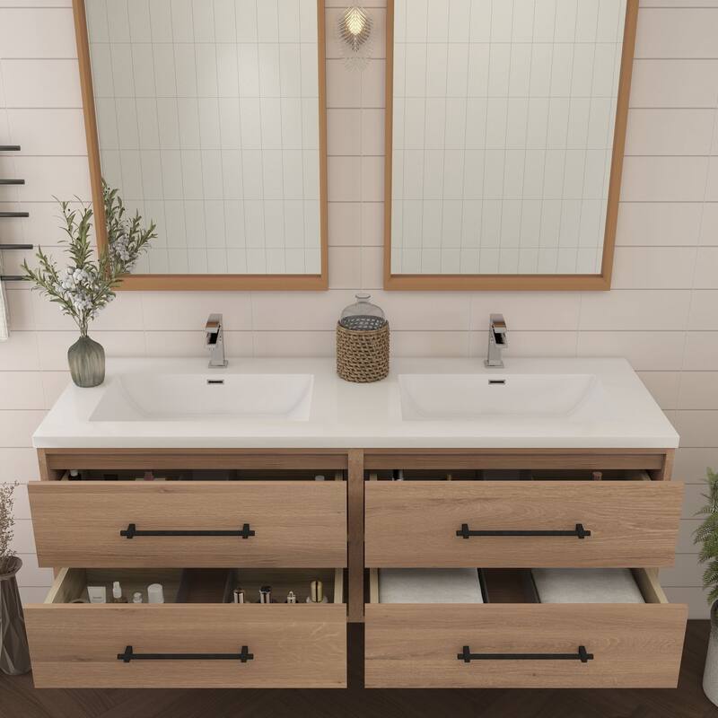 Victoria 60'' Floating Vanity with Double Reinforced Acrylic Sink - 59.5