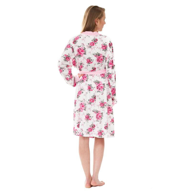 Women's Knit Robe, Rose Floral Knit Robe