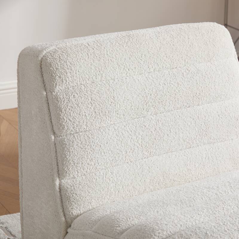 24.4" Wide Modern Upholstered Armless Chair with Rubber Wood Legs, Chenille Accent Chair for Living Room,Bedroom,Office