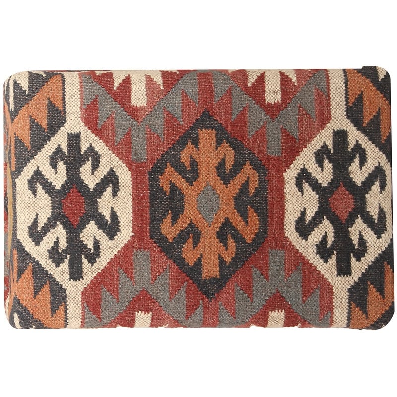 HERAT ORIENTAL Handmade Kilim Upholstered Wooden Storage Stool