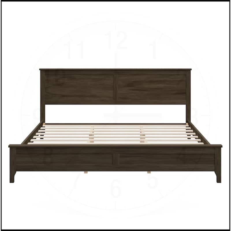 Solid Wood Platform Bed with Sturdy Wooden Slats Support