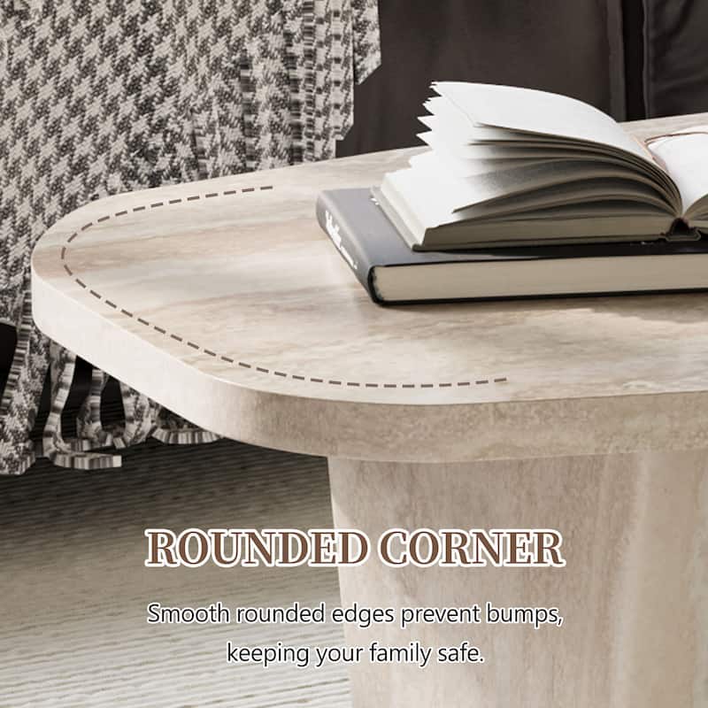 47.4" Modern Square Beige Coffee Table for Living Room with Two Legs