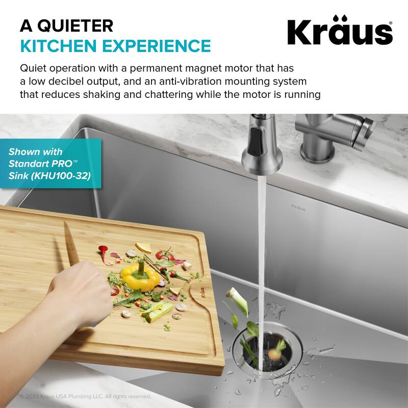 KRAUS WasteGuard Continuous Feed Garbage Disposal for Kitchen Sinks