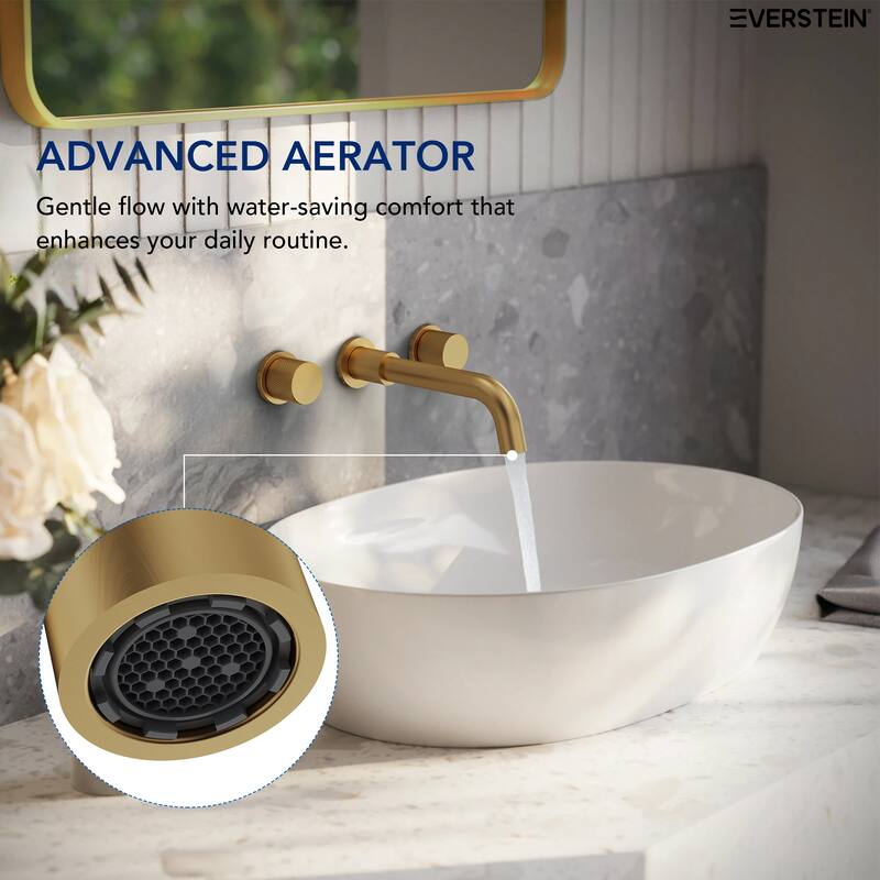 Wall Mount Stainless Steel Bathroom Sink Faucet 3 Hole 2 Handles Bathroom Faucet